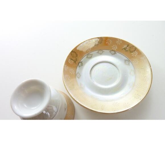 Vintage Eclectic Eccentric Kitchen Iridescent Tea Cup and Saucer - Picture 3 of 4